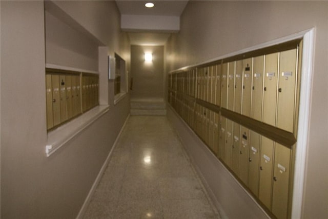 hall with mail boxes