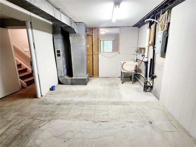 basement with electric panel