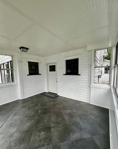 view of unfurnished sunroom