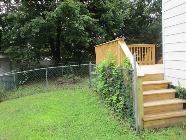 view of yard with a deck