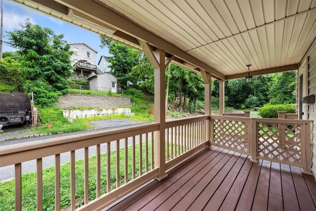 wooden terrace featuring a porch