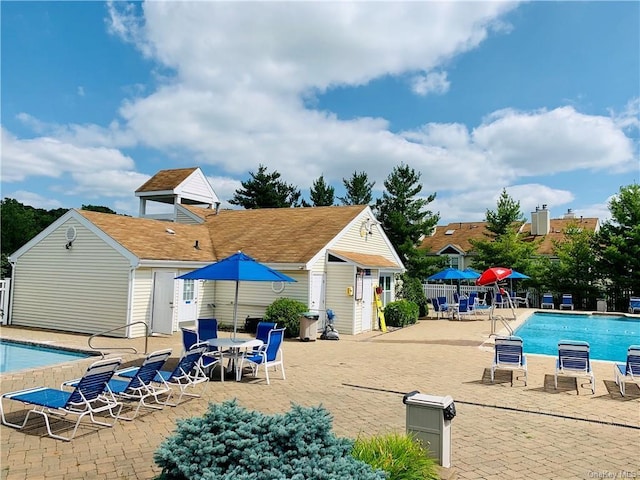 view of pool featuring a patio