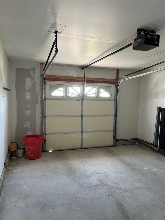 garage with a garage door opener