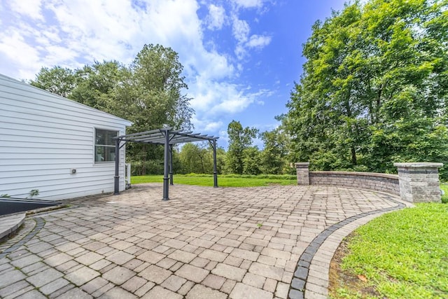 view of patio / terrace featuring a pergola