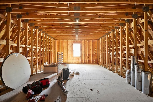 view of unfinished attic