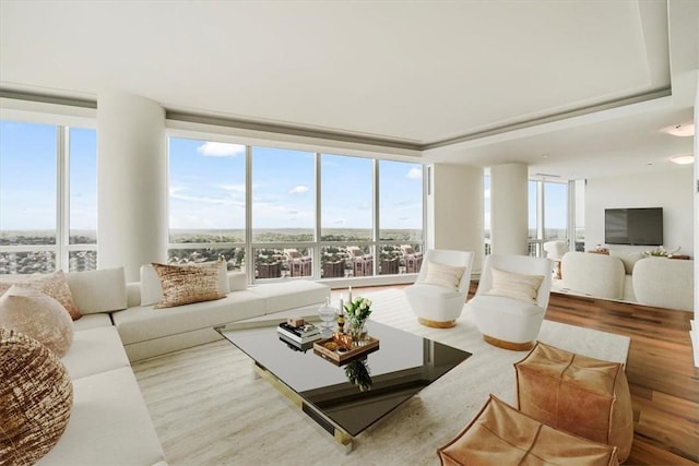 living room featuring floor to ceiling windows and a wealth of natural light