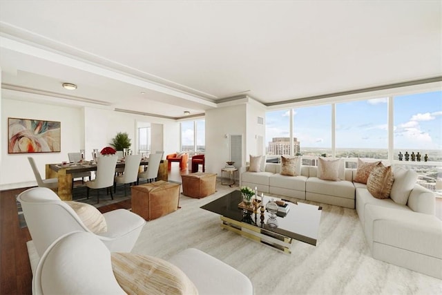 1 Renaissance Sq Unit Ph2Bc, White Plains, NY 10601 - living room featuring wood finished floors and ornamental molding
