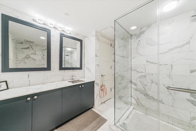 1 Renaissance Sq Unit Ph2Bc, White Plains, NY 10601 - bathroom with a marble finish shower and vanity