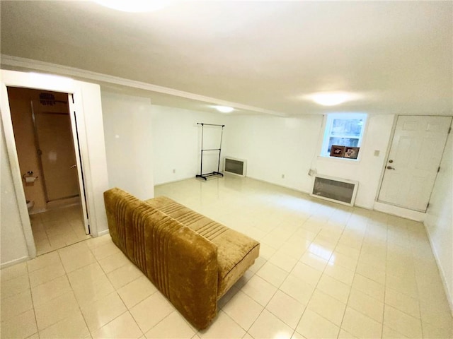 living room featuring light tile patterned floors