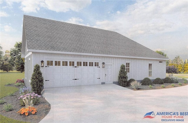 view of side of property featuring a garage