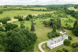 drone / aerial view with a rural view