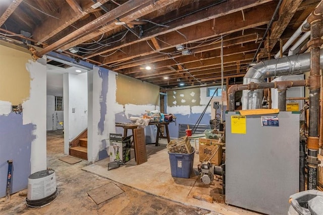 basement with heating unit