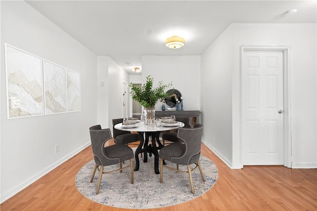 dining space featuring wood-type flooring