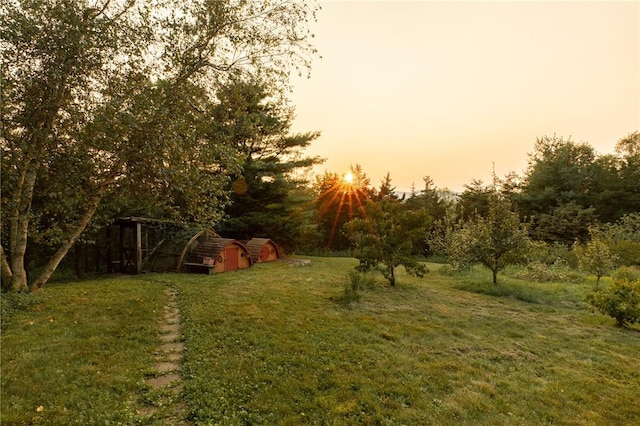 view of yard at dusk