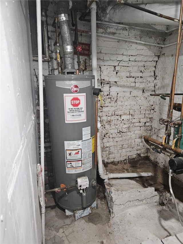 utility room with water heater