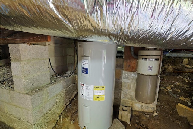 utility room featuring electric water heater