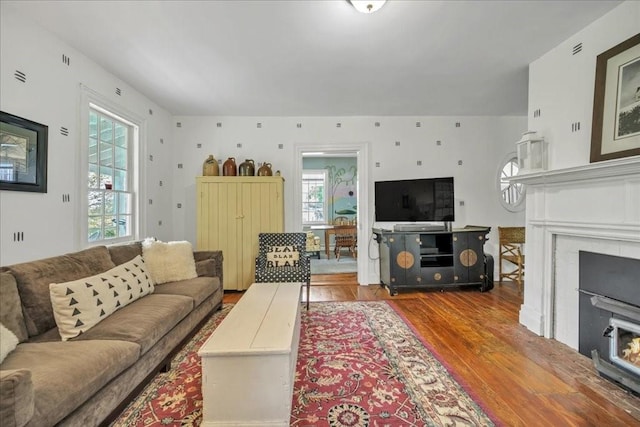 living room with hardwood / wood-style flooring