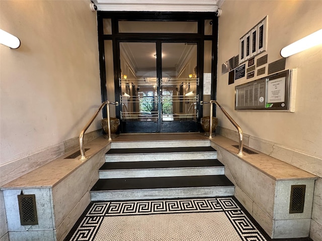 staircase with ornamental molding