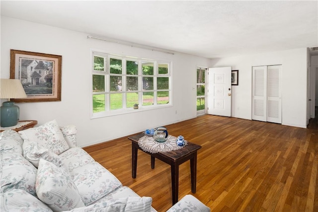 unfurnished living room with wood-type flooring