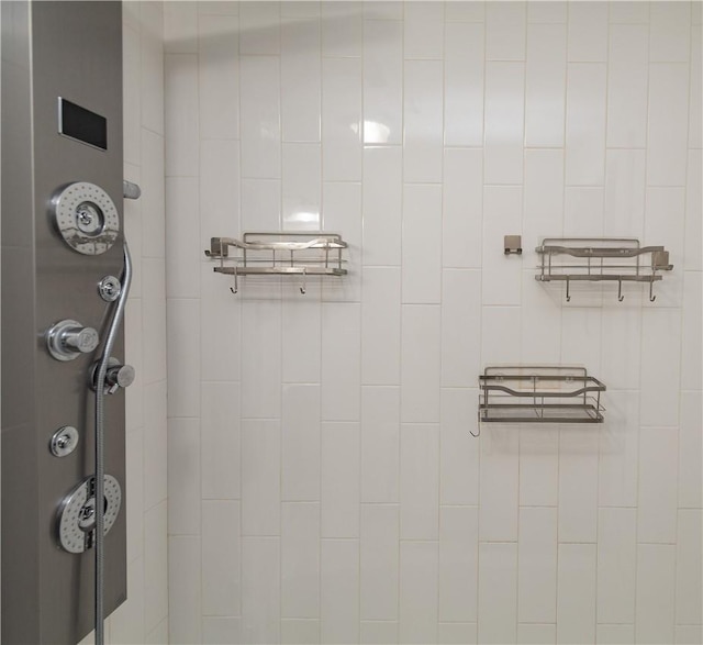 interior space with a tile shower