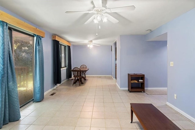 interior space featuring light tile patterned flooring