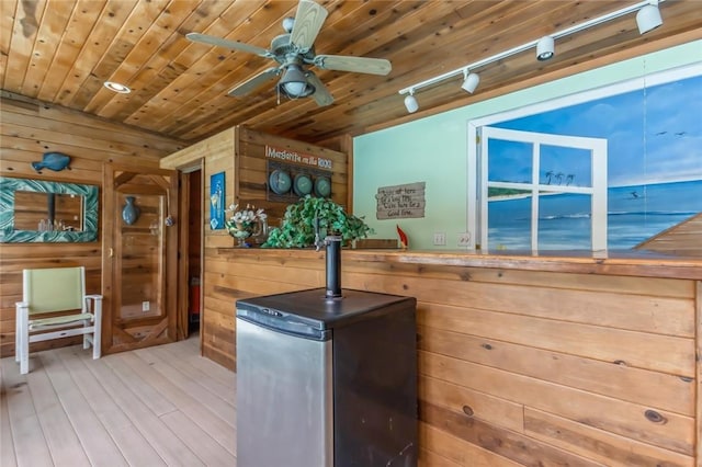 interior space featuring ceiling fan