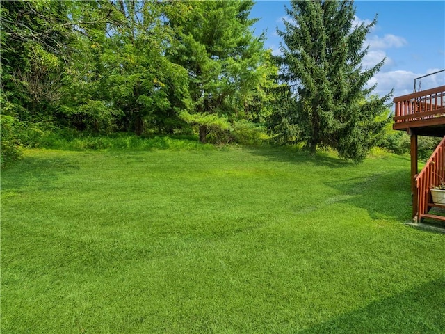 view of yard with a deck