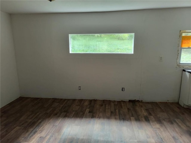 empty room with dark hardwood / wood-style floors