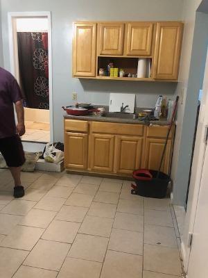 kitchen with light tile patterned floors