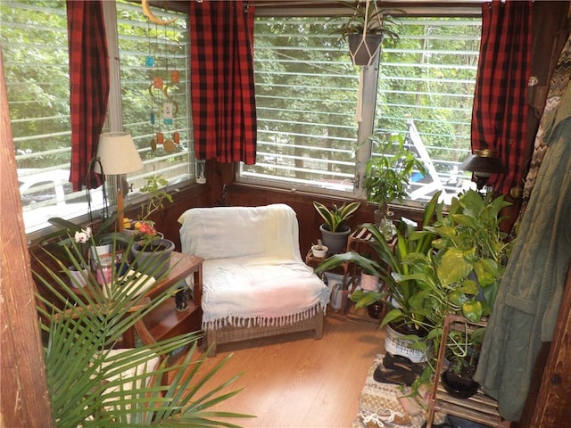 living area featuring wood-type flooring