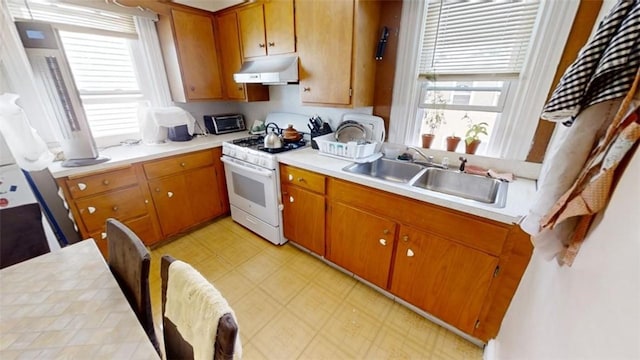 kitchen featuring sink, a wealth of natural light, and gas range gas stove