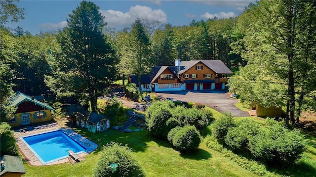 432 Black Forest Rd, Glen Spey, NY 12737 - aerial view of property and surrounding area featuring a pool and a heavily wooded area