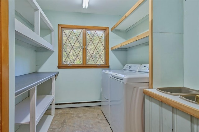 432 Black Forest Rd, Glen Spey, NY 12737 - laundry area with washer and clothes dryer and a baseboard radiator