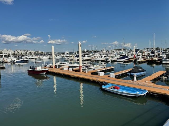 view of dock featuring a water view