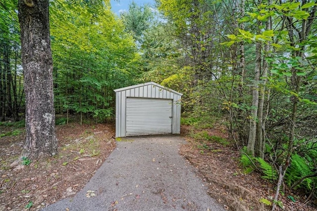 view of outbuilding featuring a garage