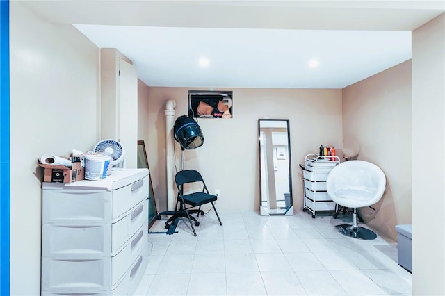 interior space featuring light tile patterned floors