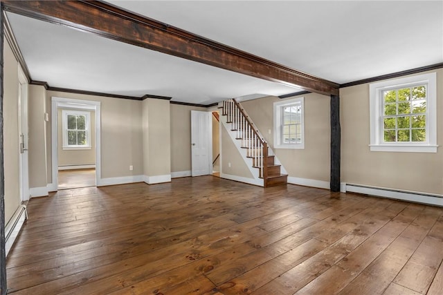 interior space with plenty of natural light and dark wood-type flooring