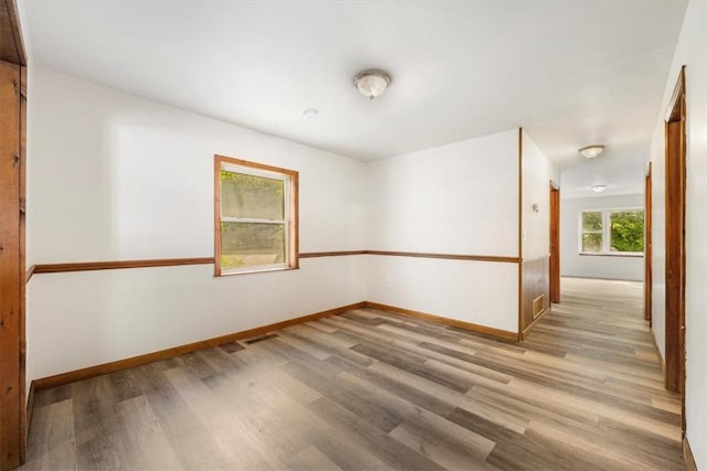 empty room featuring light wood-type flooring