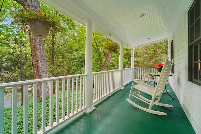 balcony featuring a porch