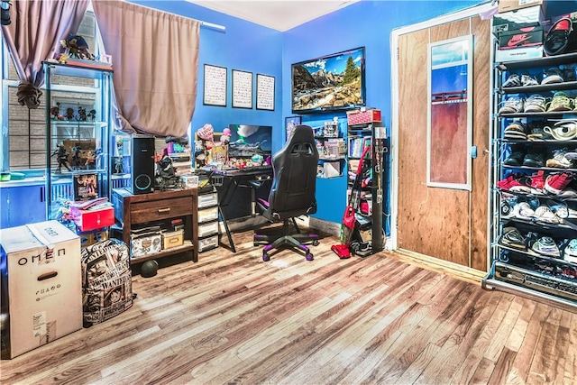 office area featuring hardwood / wood-style flooring