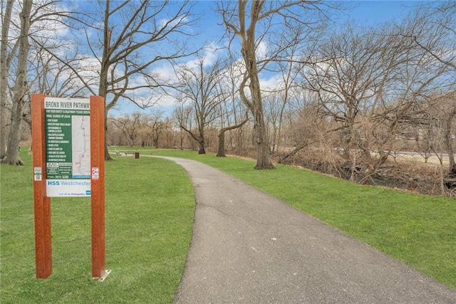 view of property's community with a yard