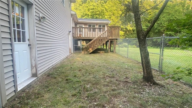 view of yard with a deck