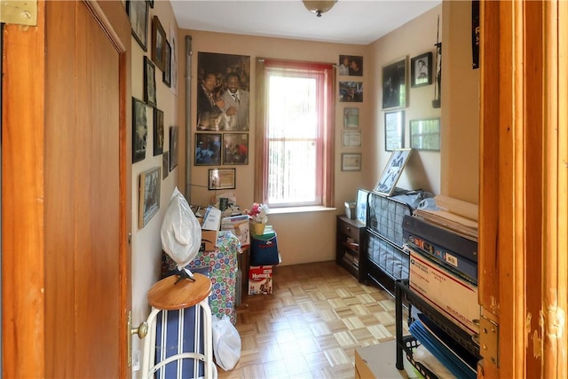 misc room with plenty of natural light and parquet floors