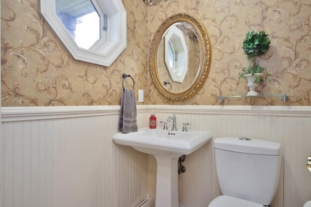 168 S Centerville Rd, Middletown, NY 10940 - half bathroom with wainscoting and wallpapered walls