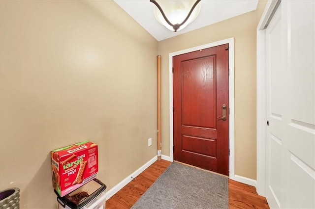 doorway featuring hardwood / wood-style flooring