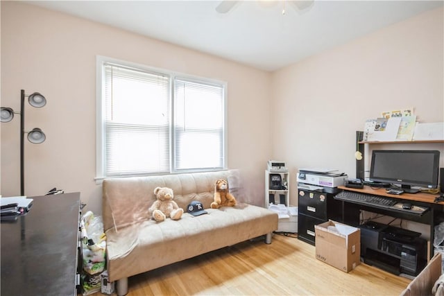 office space with light hardwood / wood-style floors