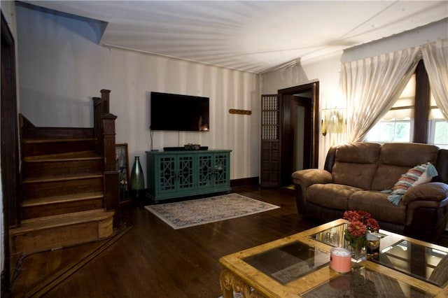 living room with hardwood / wood-style floors