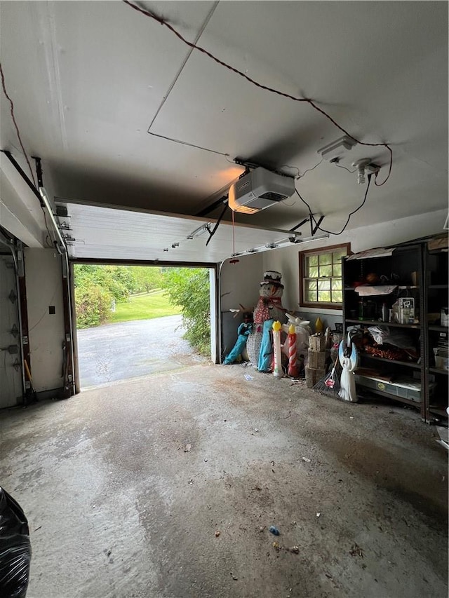 garage with a garage door opener