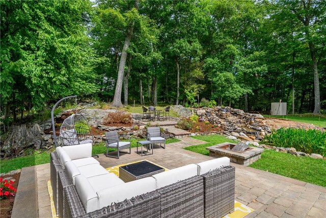 view of patio / terrace featuring an outdoor living space