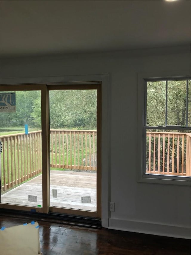 entryway with dark wood-type flooring